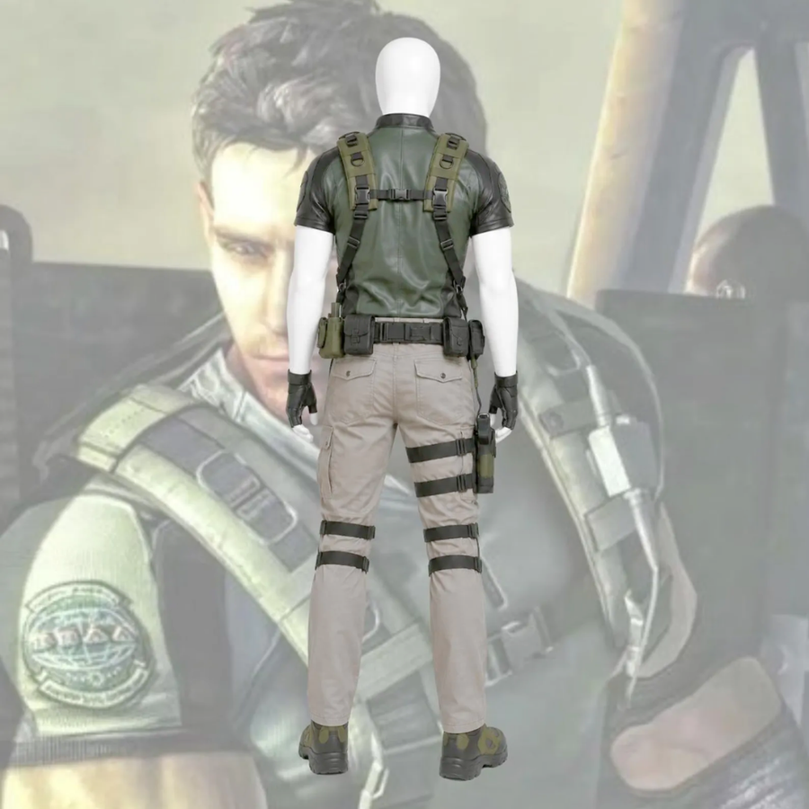 Chris Redfield Tactical Cosplay Costume – Green Shirt, Vest & Cargo Pants