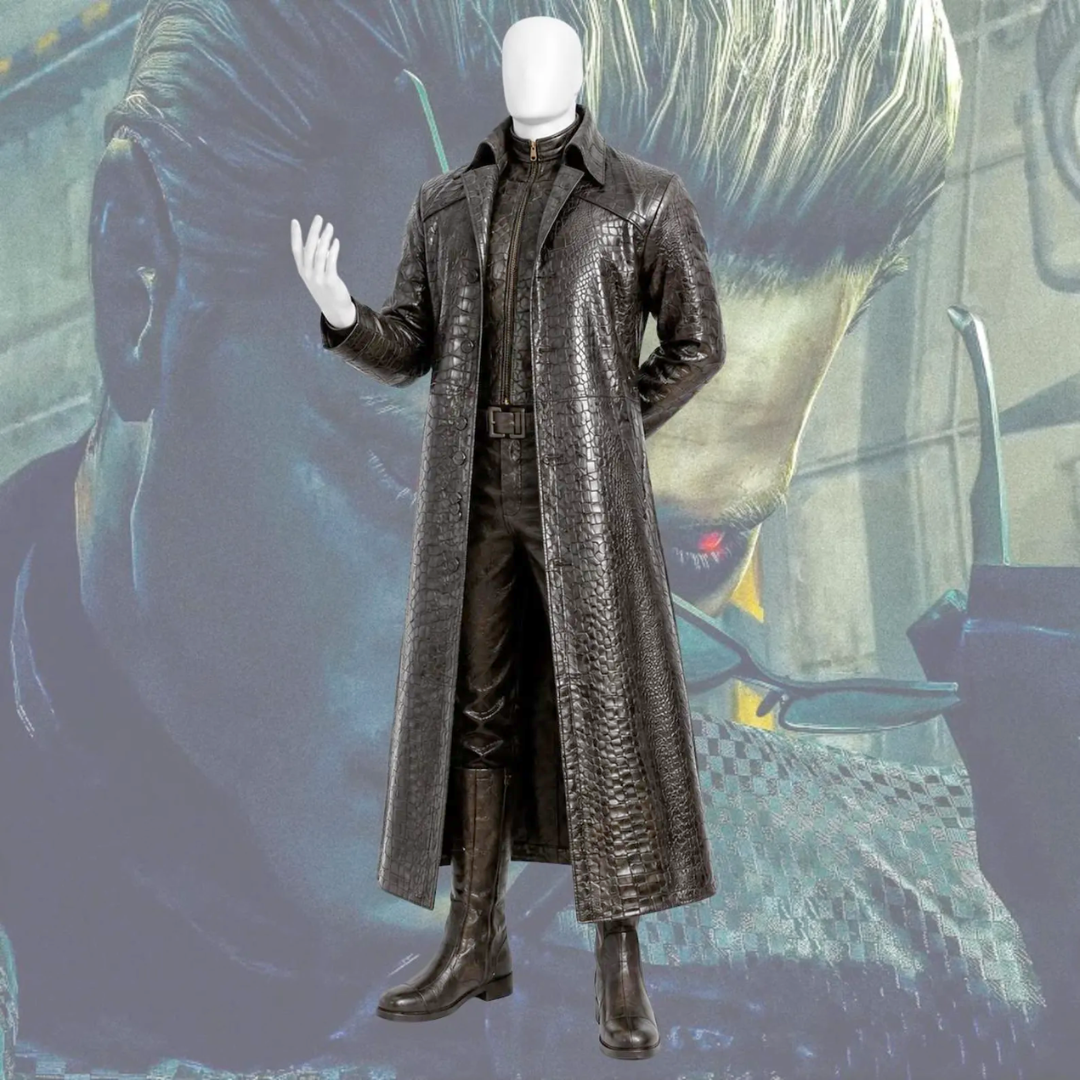Resident Evil Inspired Long Black Leather Coat Cosplay Costume – Tactical Pants, Shirt & Boots