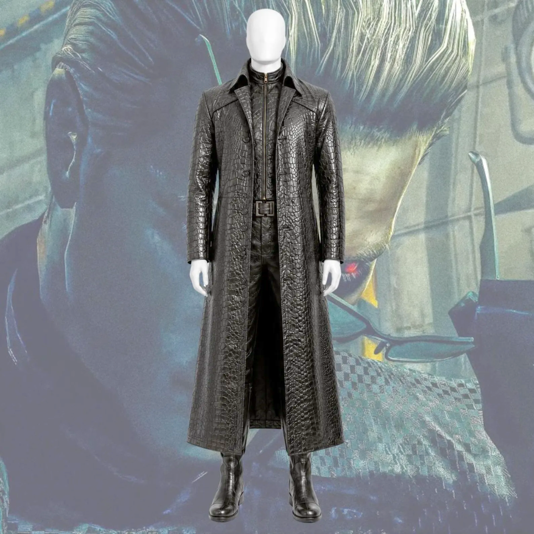 Resident Evil Inspired Long Black Leather Coat Cosplay Costume – Tactical Pants, Shirt & Boots
