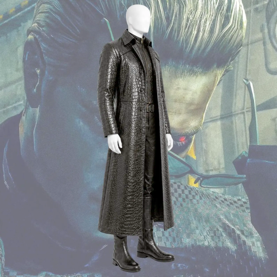 Resident Evil Inspired Long Black Leather Coat Cosplay Costume – Tactical Pants, Shirt & Boots